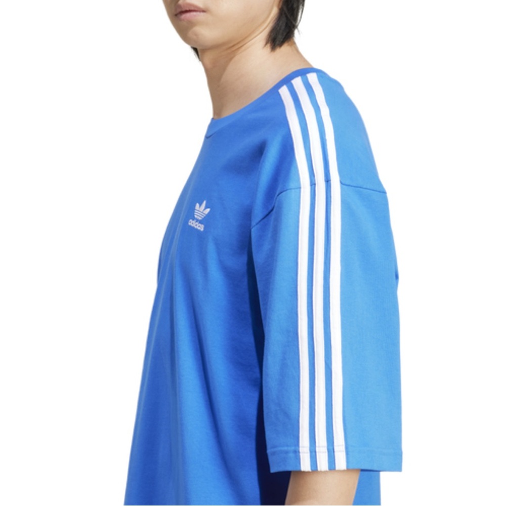 NWT Adidas Blue Tee with White Stripes - Picture 2 of 4